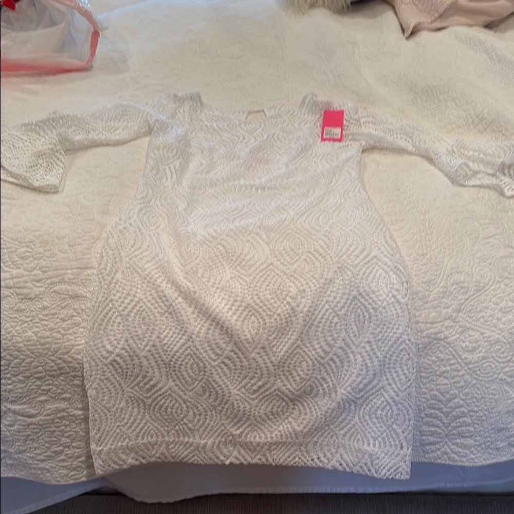 Elegant White Lily crocheted Dress